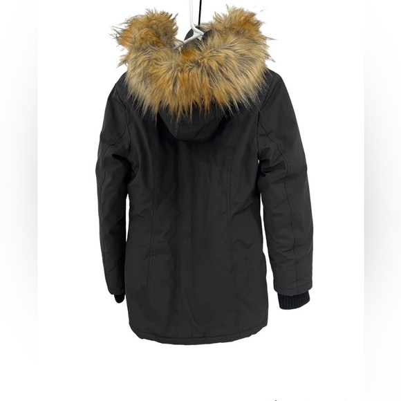 Lauren Ralph Lauren black faux fur trim hooded women’s coat size XS - Picture 3 of 8